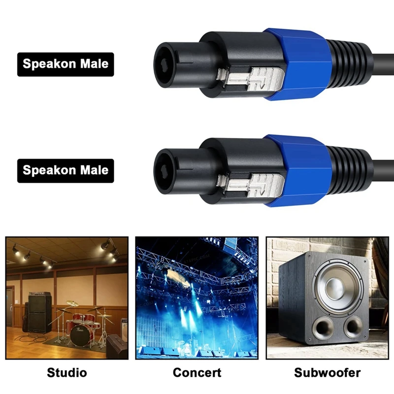 DJ 스피커 및 앰프용 트위스트 잠금 장치가 있는 Speakon 케이블, 전문가용 18 게이지 오디오 코드, 6Ft