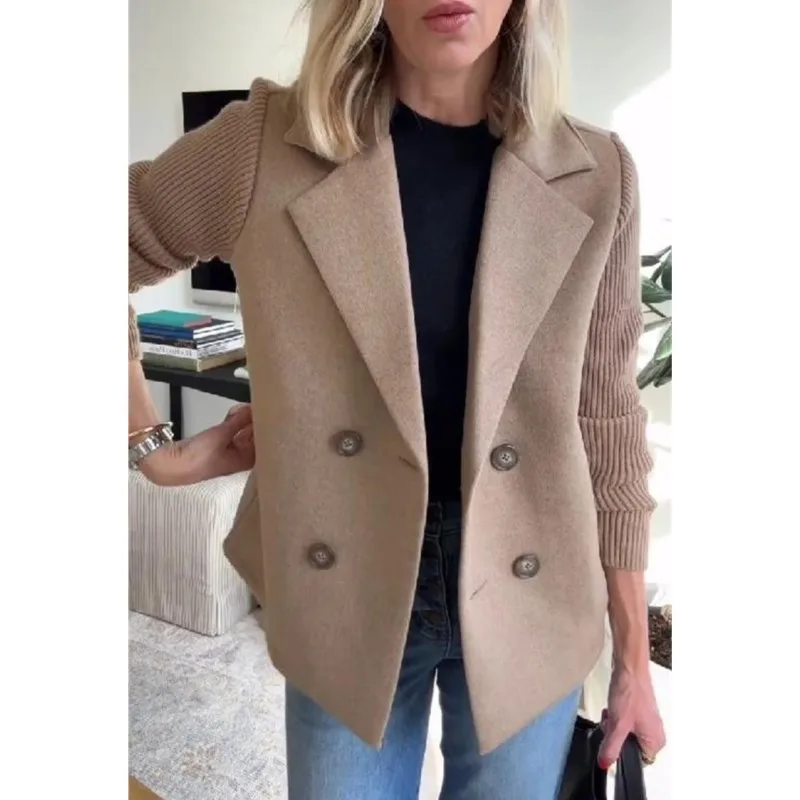 Cappotto da donna elegante stile urbano pendolare 2025 Cappotto da donna versatile da ufficio a maniche lunghe doppiopetto con colletto primaverile