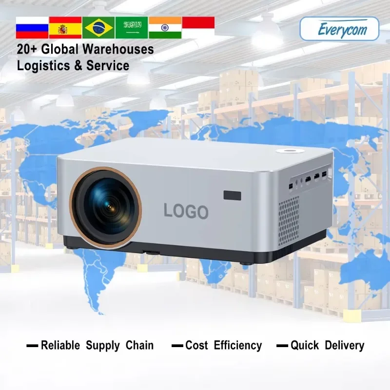 Projetor 4K Everycom X30W Pro Suporte BAIXO MOQ Full Hd Android Mini Portátil LED Projetor Inteligente Beamer LCD Projetor de Vídeo