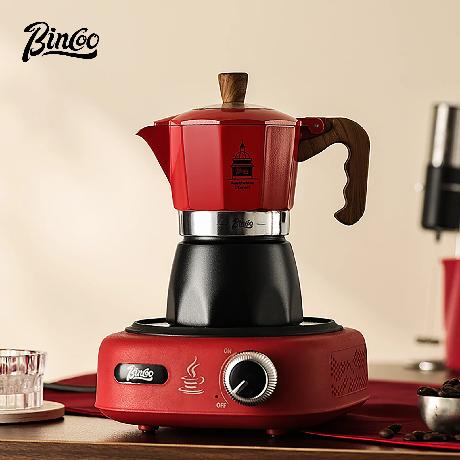Bincoo Double Valve Coffee Moka Pot Espresso Machine Electric Stove Brewed Coffee Italian Home Outdoor Barista Accessories 220V - view 3