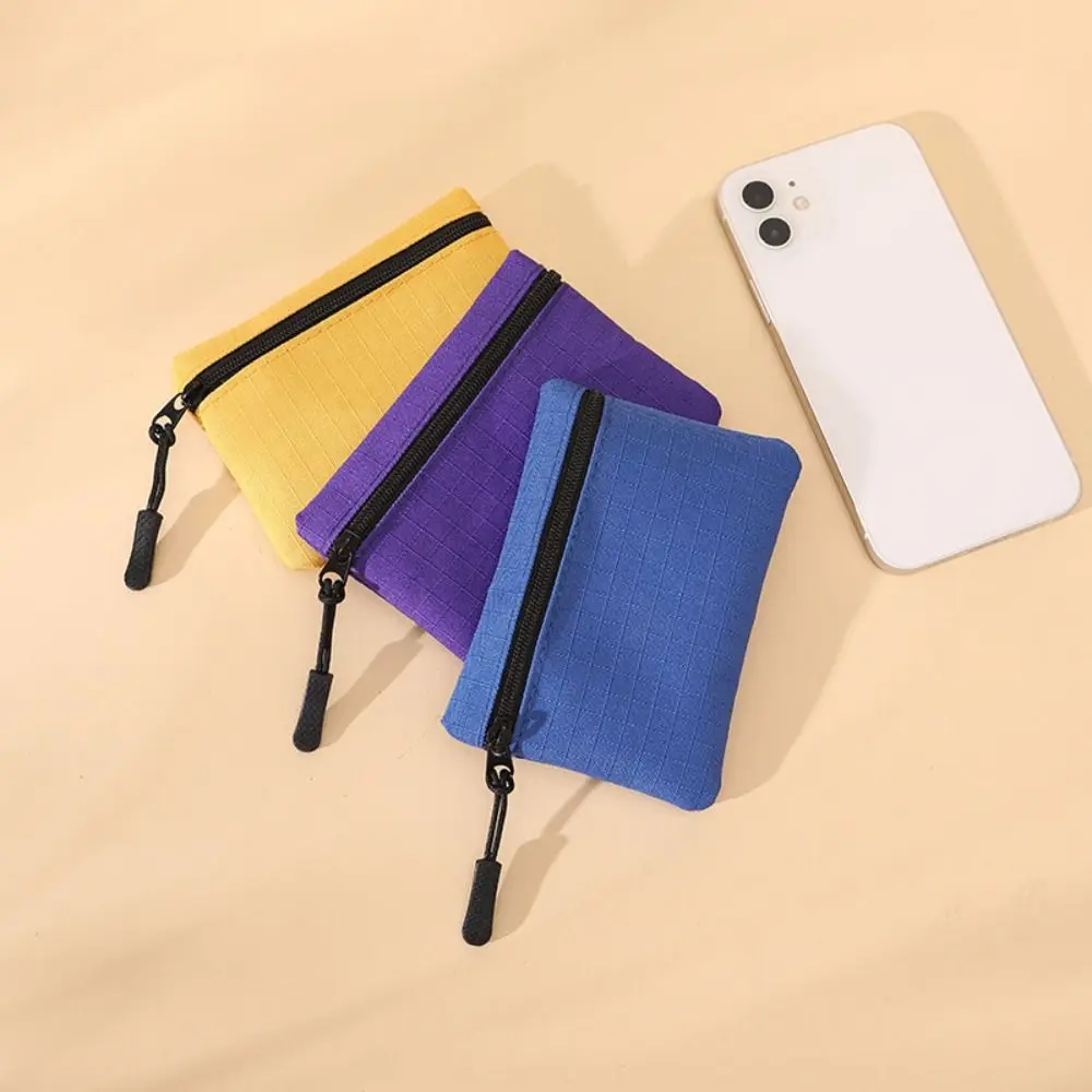 Simple Solid Color Mini Coin Purse Canvas Zipper Small Wallet Kid Storage Pouch Coin Key Bag Women Men