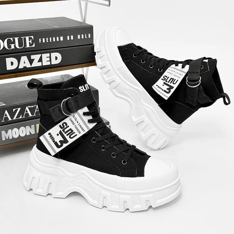 

2025 New Male Boots Fashion Men's Boots Street High-top Mens Casual Shoes Comfortable Platform Shoes for Men Botas Para Hombre