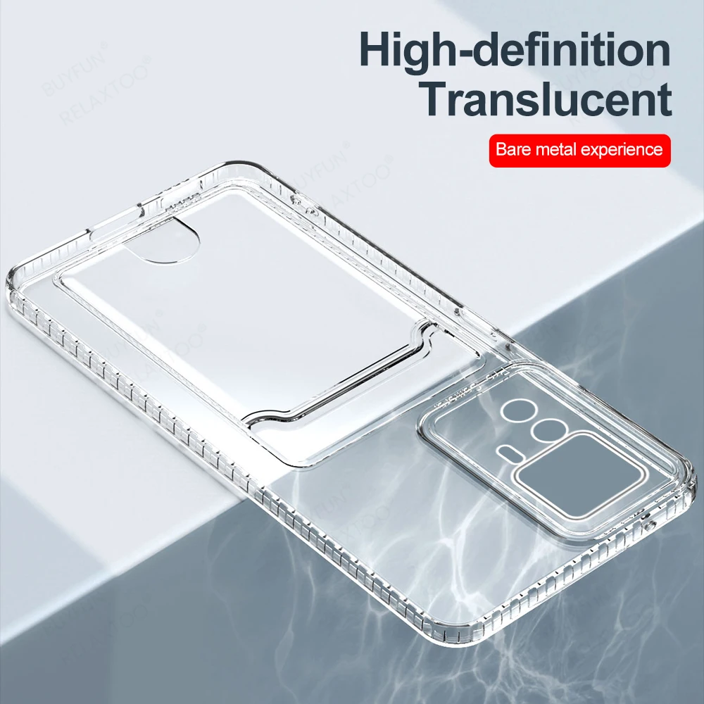 Xiomi 12T Pro Case Clear Card Slot Holder Soft Silicone Back Cover For Xiaomi Mi12T Mi 12T 12 T Pro 5G Camera Shockproof Fundas