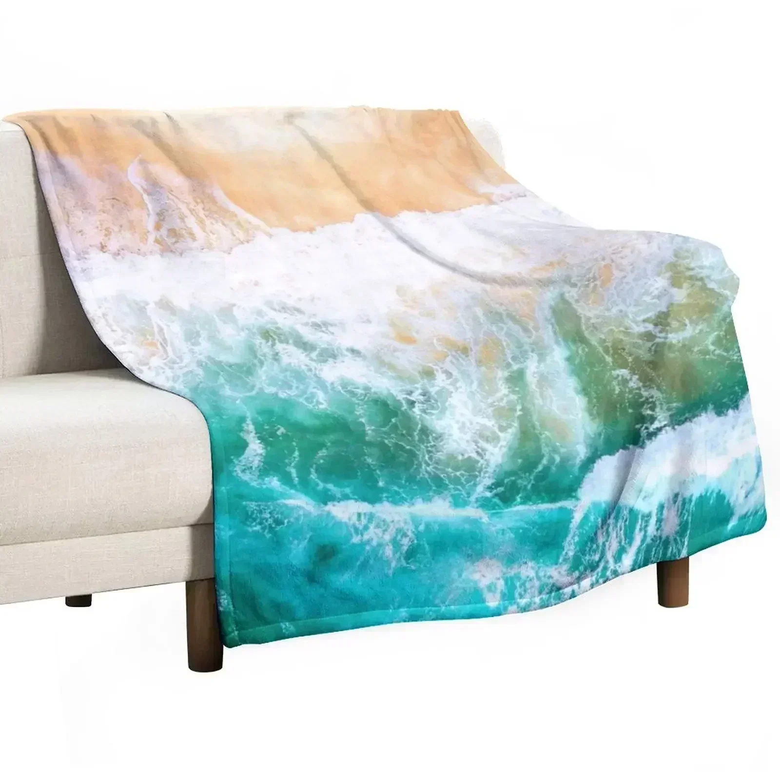 The hot sand of a tropical beach cooled by the blue waves of the cold ocean Throw Blanket Soft For Baby Blankets