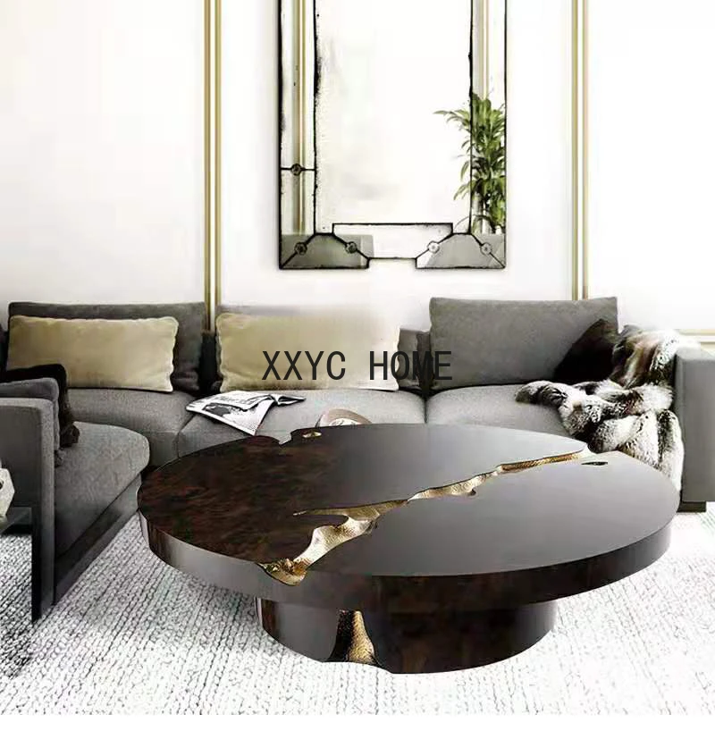 

Italian Living Room Coffee Table round Tea Table Modern Light Luxury Coffee Table American