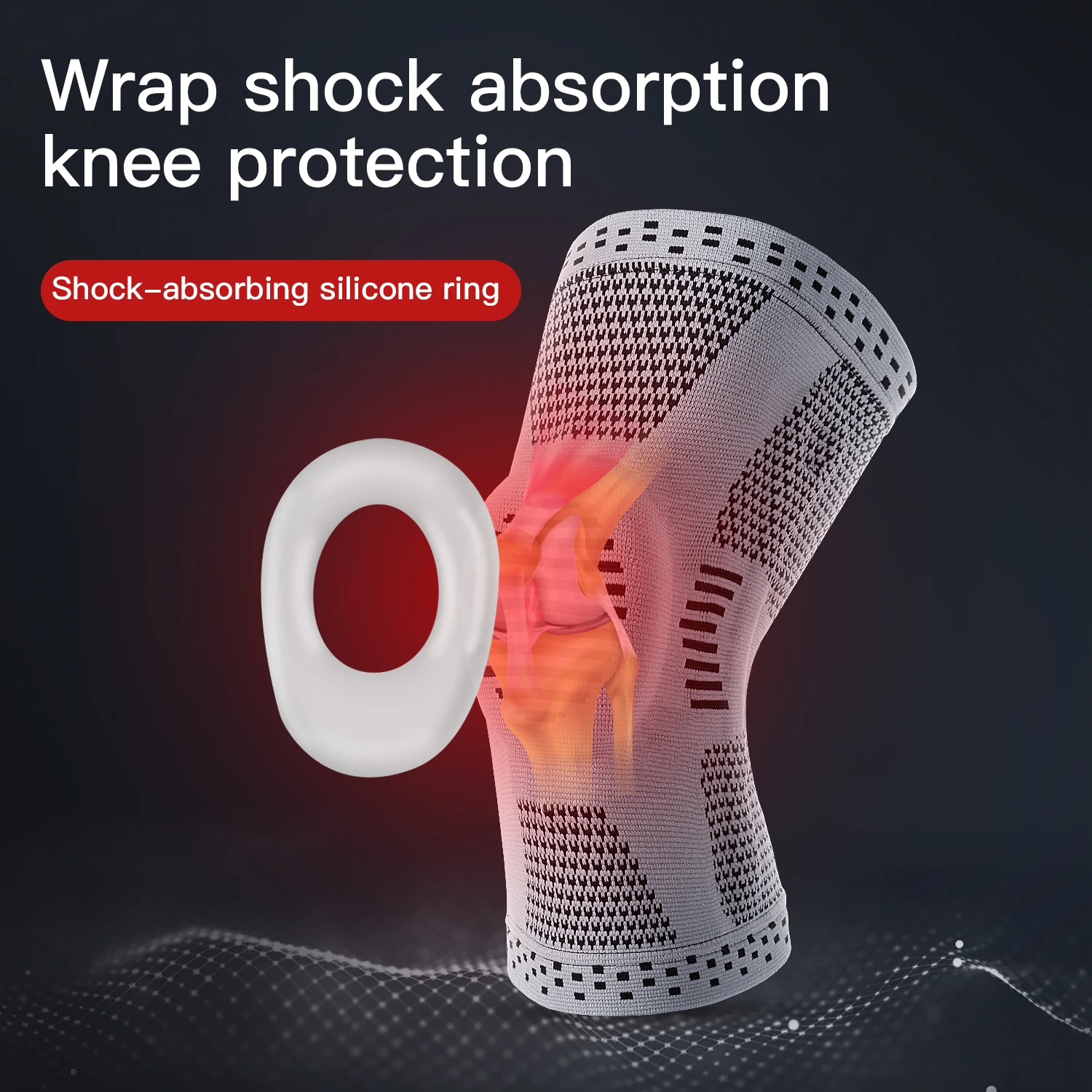 High Elasticity Sports Knee Pads Silicone Shock Absorption Sports Protection Elastic Fabric Breathable and Heat Dissipation