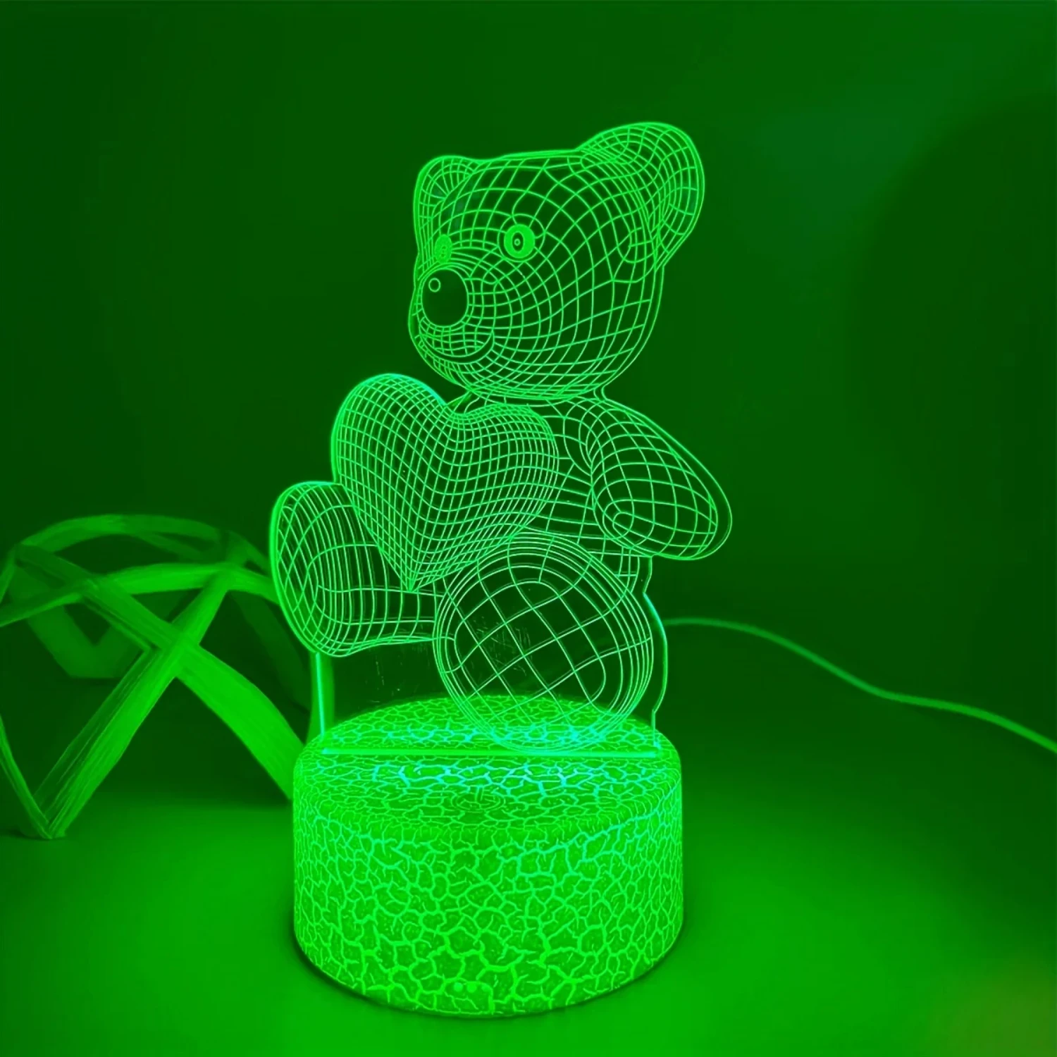 1pc Cute Care  3D Night Light, 3D Optical Illusion Lamp With  & Remote Control, 16-Color Changing Ambient Light  Bedroom