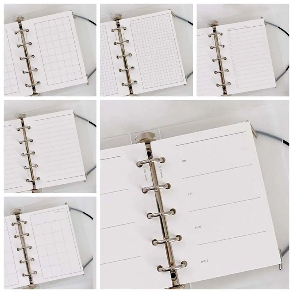 

50Sheets M5 A8 Loose-Leaf Notebook Refill Paper Line Grid 5-hole Inner Refill Binder Paper Pages Daily Monthly Weekly Agenda