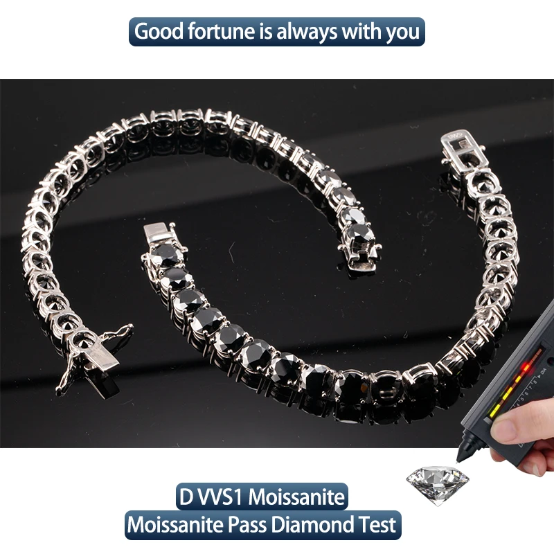 

S925 Silver Moissanite Tennis Bracelet 6.5mm Full Diamonds HipHop Style Jewelry Personalized customization Valentine's Day Gift
