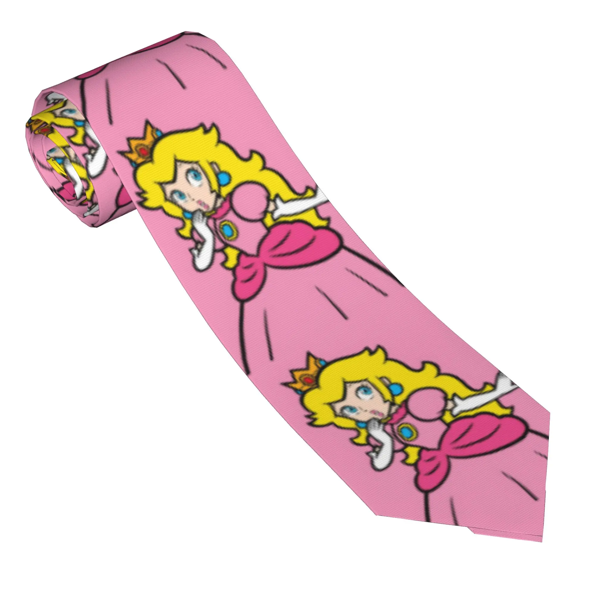 

Princess Peach Neckties Unisex 8 cm Wide Neck Ties Super Mario for Mens Daily Wear Gravatas Wedding Accessories Cosplay Props