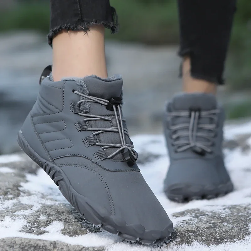 Botas de Nieve para Hombre, Zapatos de Invierno, Botas de Tobillo Estilo Barefoot, Tallas 36-46, Botas de Nieve para Parejas, Zapatos de Senderismo para Exteriores, Botas Cálidas de Felpa con Forro de Piel