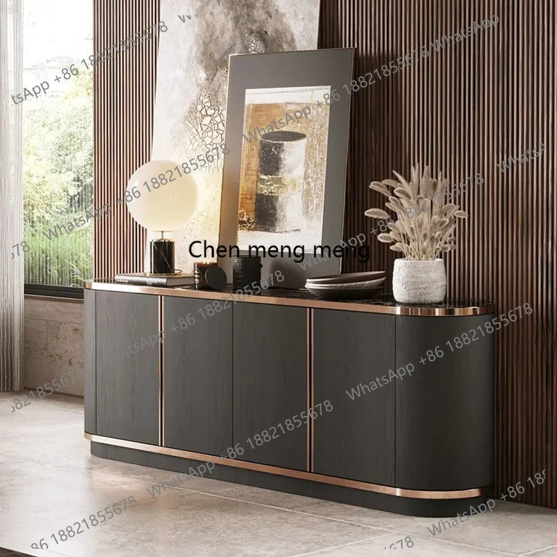 

Italian Marble Dining Side Tea Cabinet Modern Simple Living Room Solid Wood Storage Entryway Cabinet