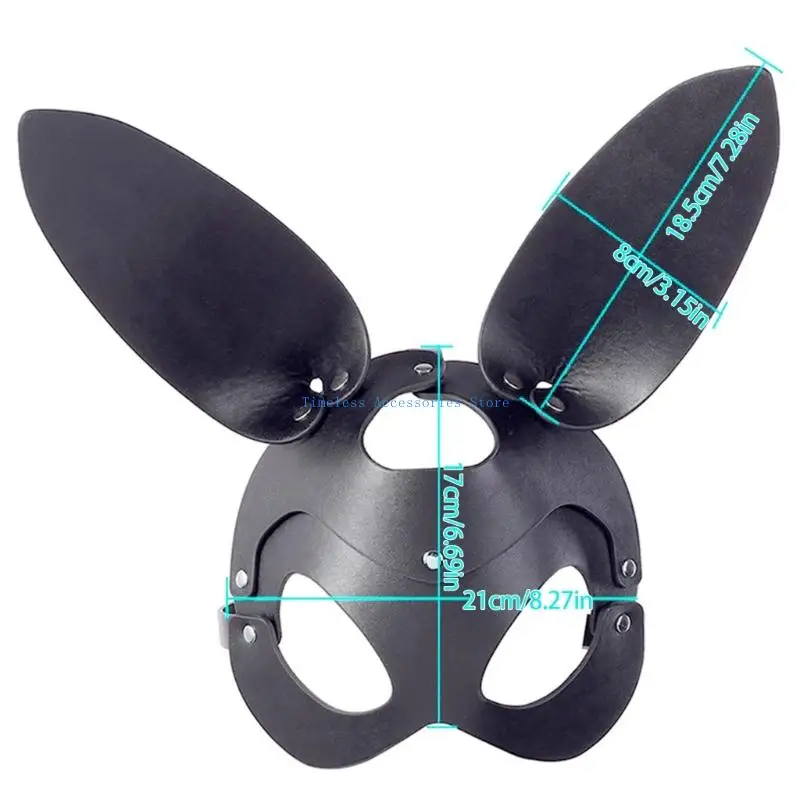 97QE Elegante maschera da coniglio per cosplay, design ergonomico, traspirante, in pelle PU, accessori per costumi per feste a