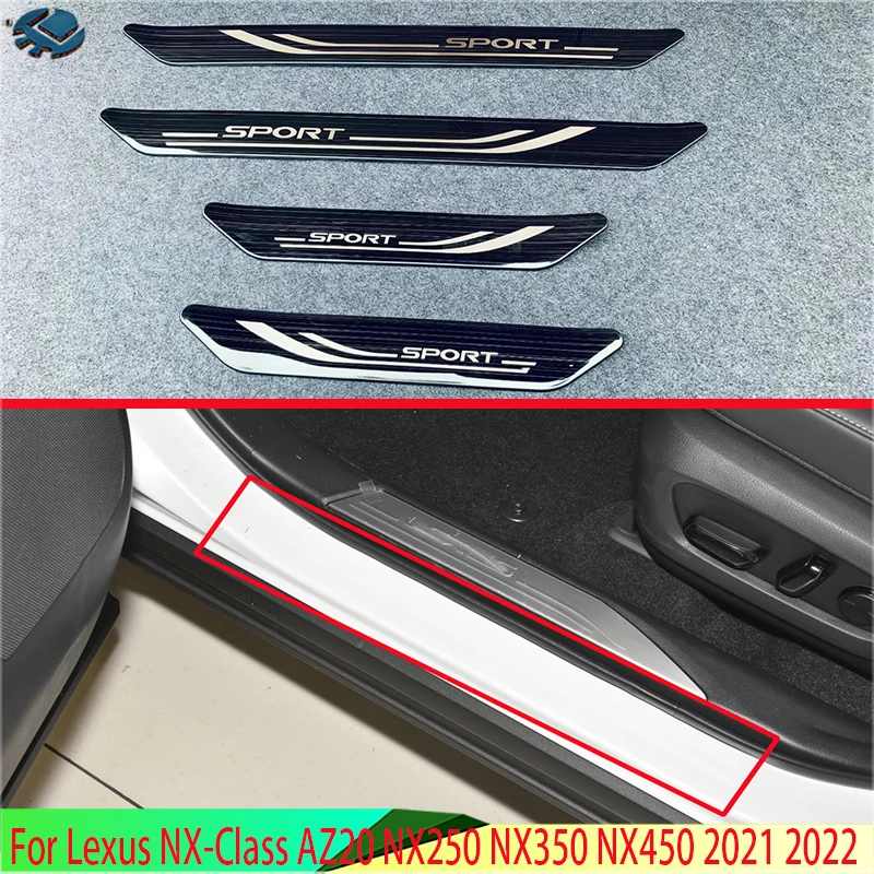 For Lexus NX-Class AZ20 NX250 NX350 NX450 2021 2022 Stainless Steel Ouside Door Sill Panel Scuff Plate Kick Step Trim Cover