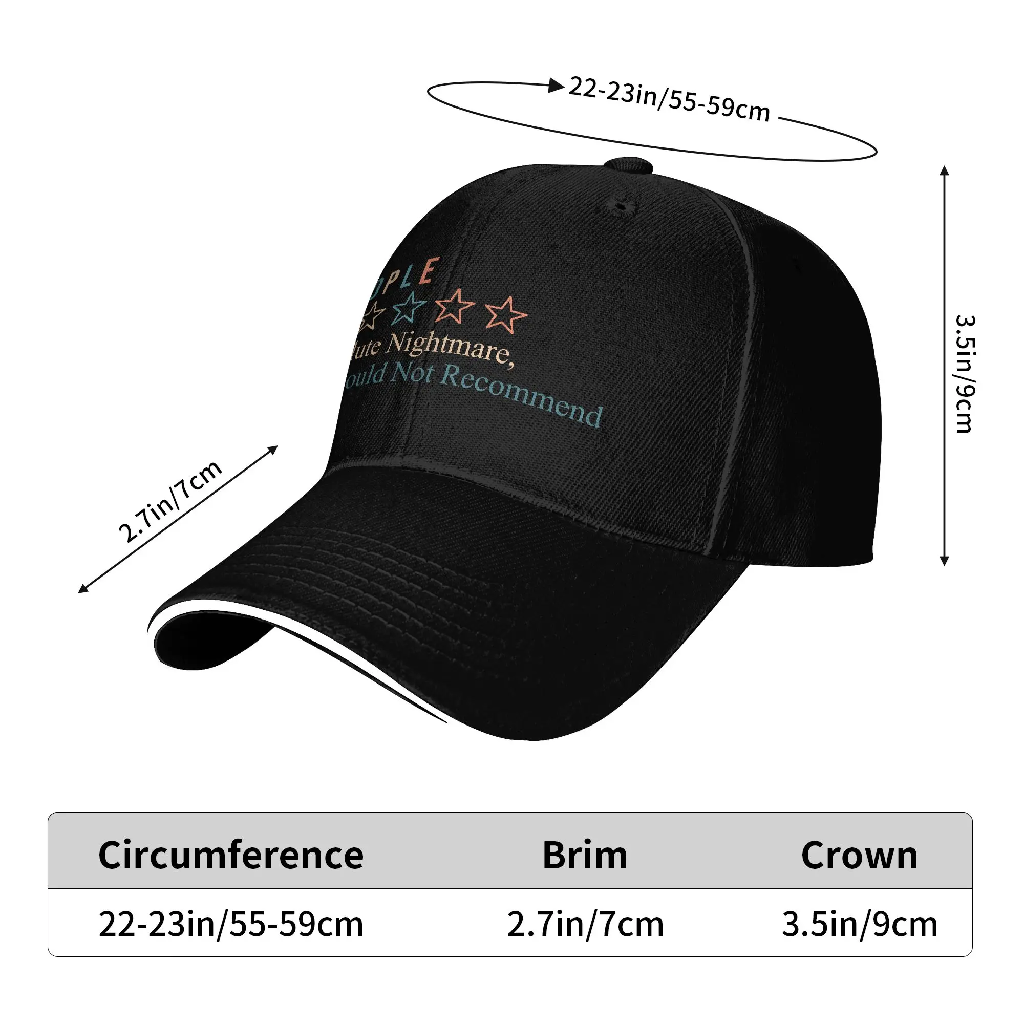 Summer People Would Not Recommend One Star Total Nightmare Baseball Cap  Hiking Fishing y2k Cool Print Sun Hip Hop Hats