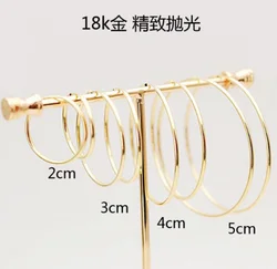 100% real 18k gold hoop earrings for women party gift au750 jewelry round circle big hoop earrings 1cm-5cm