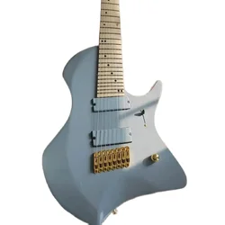 8-String Tosin Abasi Blue Electric Guitar, Fanned Fret, 24 Frets, Maple Neck & Fingerboard, Professional Guitar