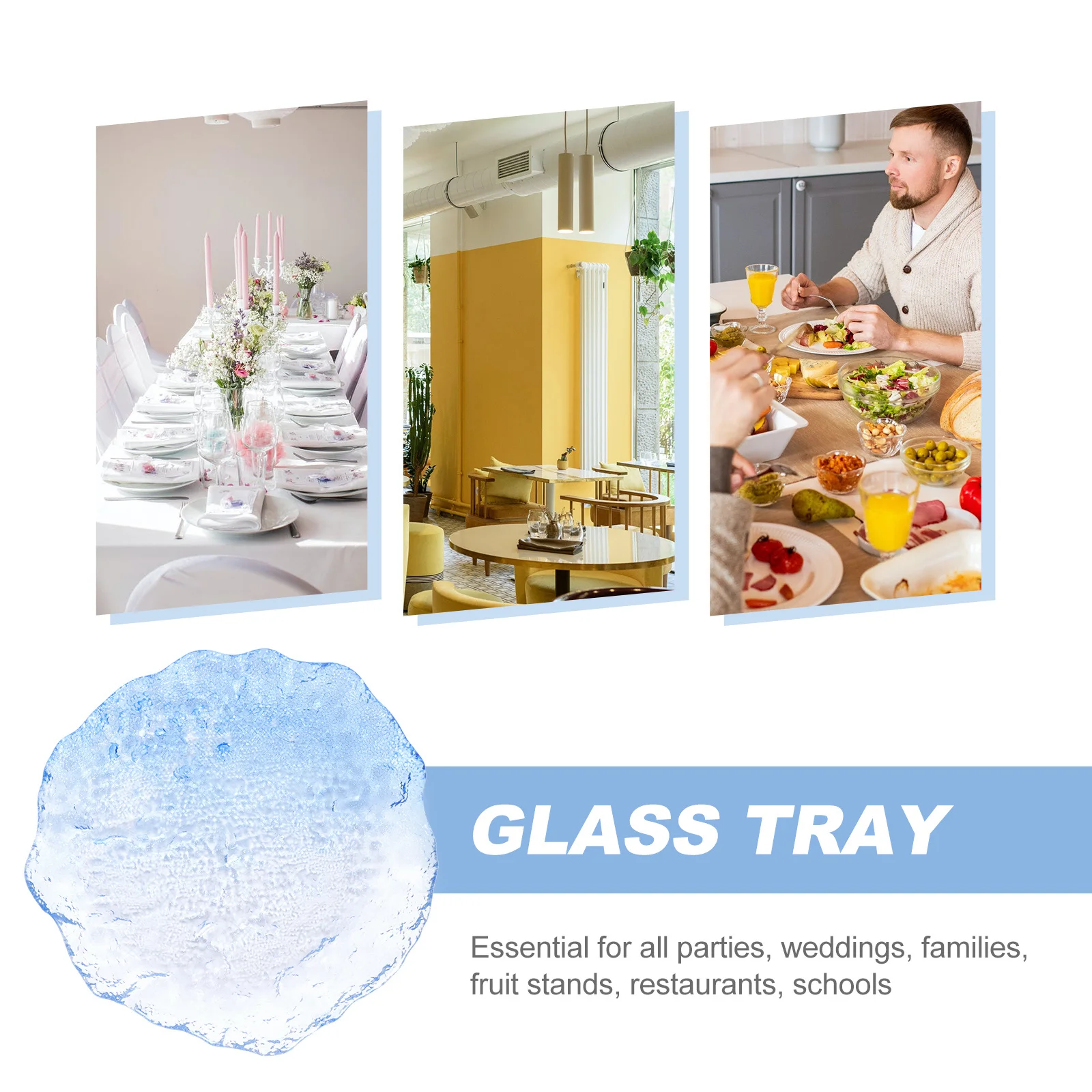 

1Pcs Food Storage Tray Elegant Glass Serve Plate for Fruits Nuts Candies Cornflakes Daily Use Home Organization Candy Holder