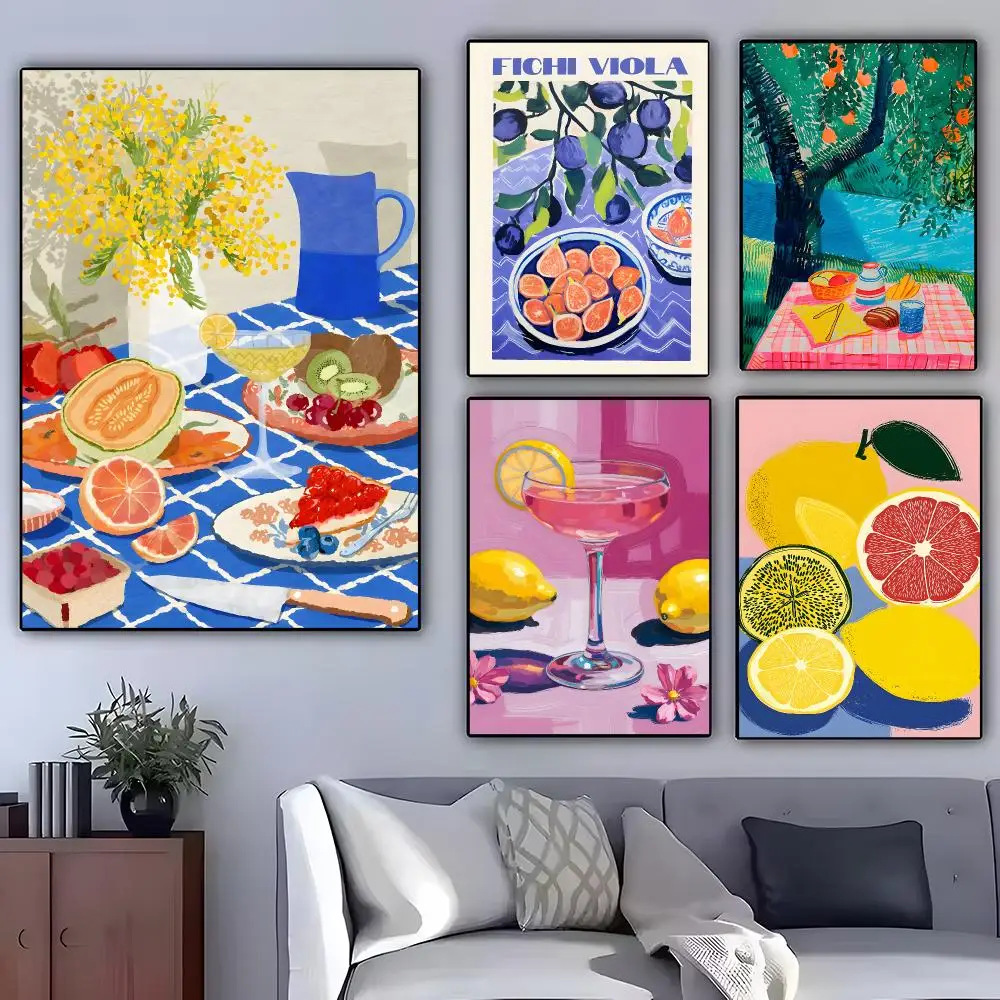 Dining Fruit Orange Art Painting Calligraphy Exhibition poster photo oil painting canvas synthetic fiber for living dining room
