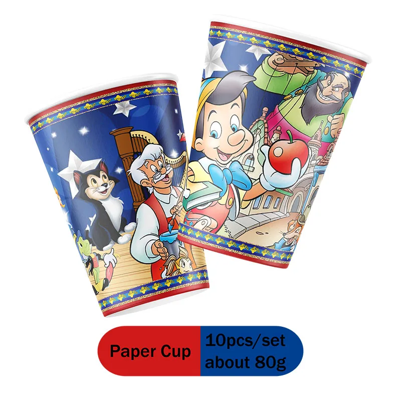 Cartoon The Adventures of Pinocchio Decorations Birthday Party Favors Childrens Disposable Paper Cup Plate Cake Toppers Supplies