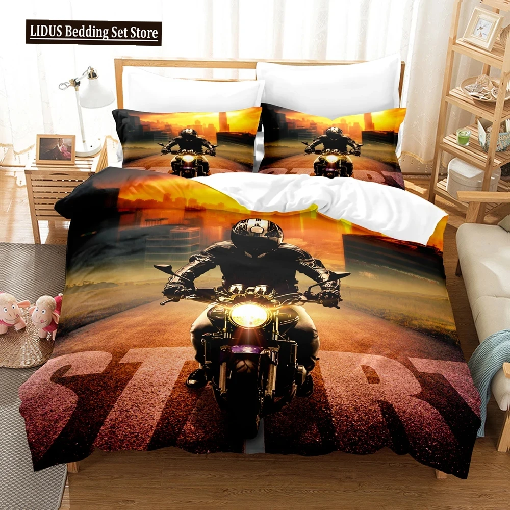 

3D Motorcycle Bedding Sets Duvet Cover Set With Pillowcase Twin Full Queen King Bedclothes Bed Linen