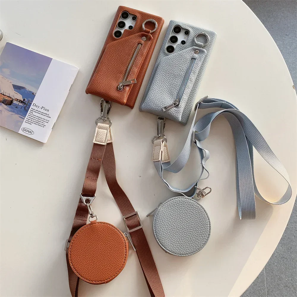 

Crossbody Phone Case for Samsung Galaxy S24 S23 S21 FE S25 S22 S20 Plus Note 20 Ultra Wallet Coin Purse Card Pocket Leather Cove