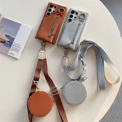 Crossbody Phone Case for Samsung Galaxy S24 S23 S21 FE S25 S22 S20 Plus Note 20 Ultra Wallet Coin Purse Card Pocket Leather Cove