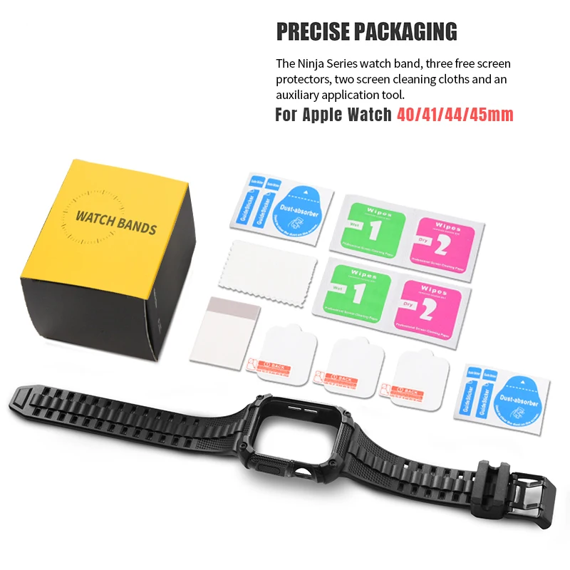 Silicone for Apple Watch Band+Case 40/41/44/45/49mm Rugged Strap for Apple Watch Ultra 2 Series 9 8 7 with Screen Protector Case image 6