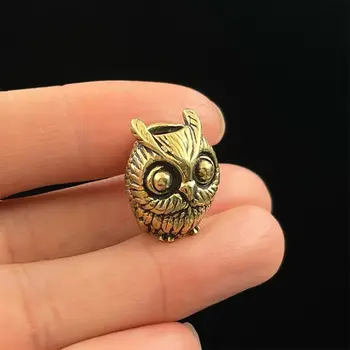 可愛貓頭鷹黃銅刀珠EDC戶外DIY傘繩編織手鍊配件掛繩吊墜傘繩手電筒掛件 6 最佳銷售 掛繩刀 - №4