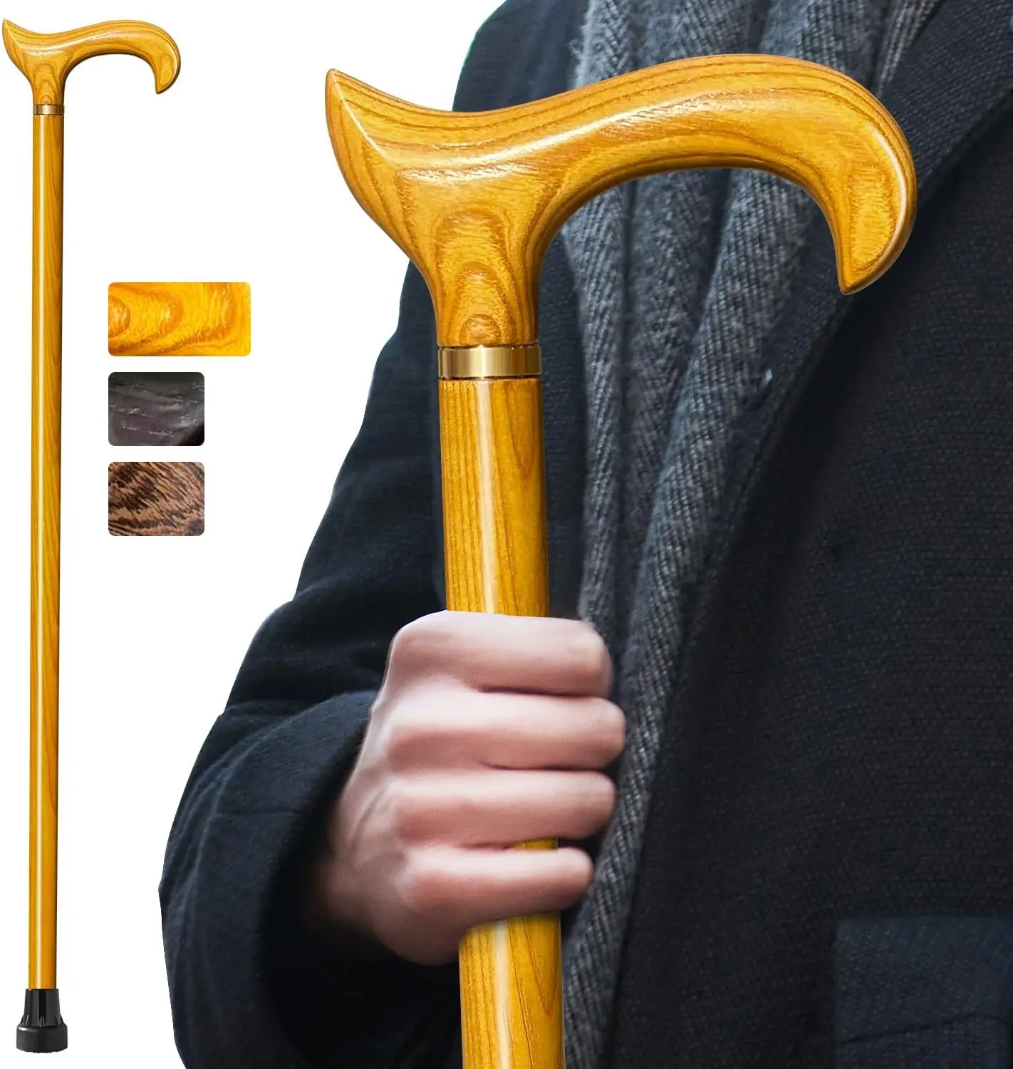 

Деревянная трость ручной работы для мужчин и женщин, эргономичная, выдерживает до 500 фунтов, из натурального массива дерева, модель Derby.