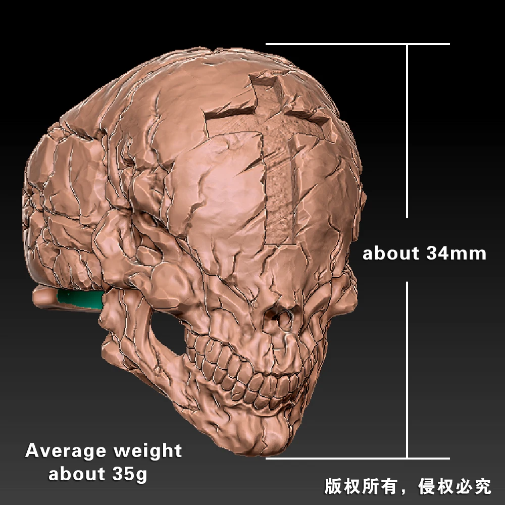 

925 Sterling Silver Huge Cross Skull Punk Ring TK422 Open US Size 8~15