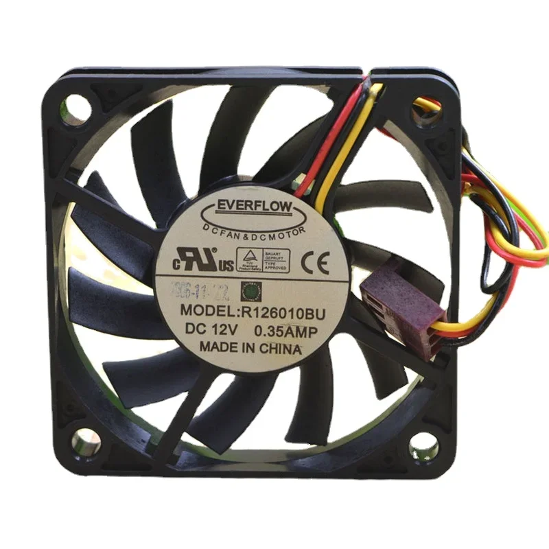 New CPU Fan EVERFLOW R126010BU 12V 0.25A 0.35A Double Ball Large Air Volume Fan 6010 6CM 60*60*10mm