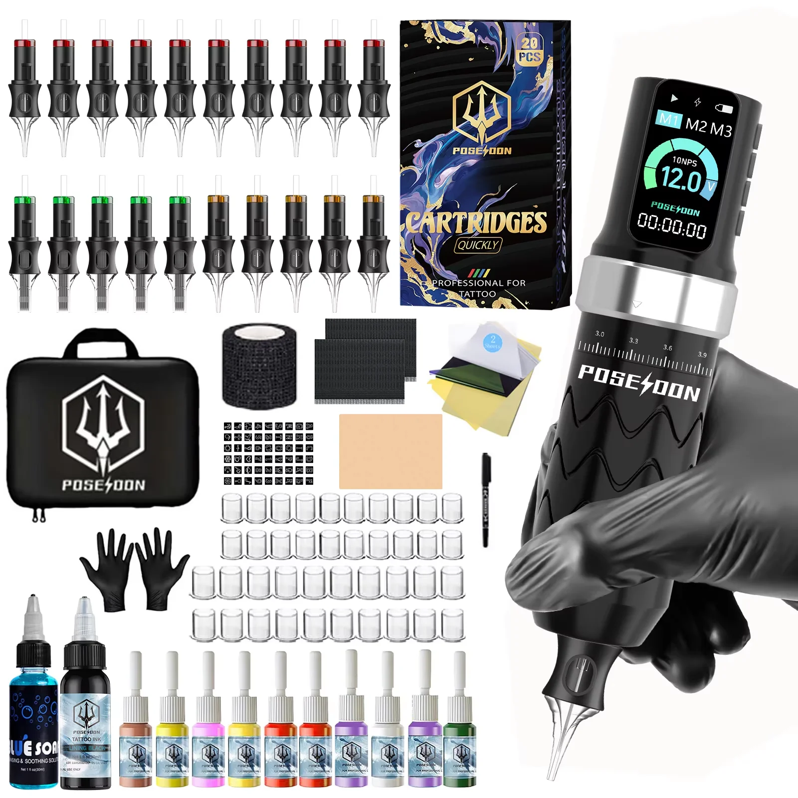 POSEIDON Tattoo Kit V5 Tattoo Stift Kit Für Permanent Make-Up Tattoo Maschine Kit Professionelle Tattoo Netzteil Tattoo Gun Kit