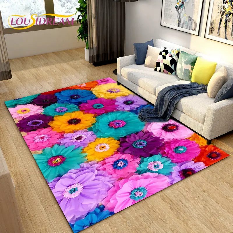 

3D Nordic Flower, Daisy Area Rug,Carpet Rug for Living Room Bedroom Sofa Doormat Kitchen Decoration,Kids Play Non-slip Floor Mat