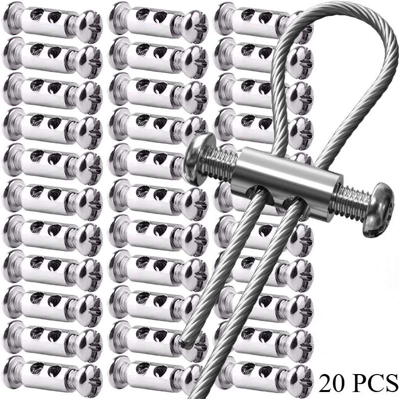 20PCS Steel Wire Rope Cable Clamp Metal Copper Clip Adjustable Screw Metal Fixture Sling Fastener Accessories For 1.2-2.5mm