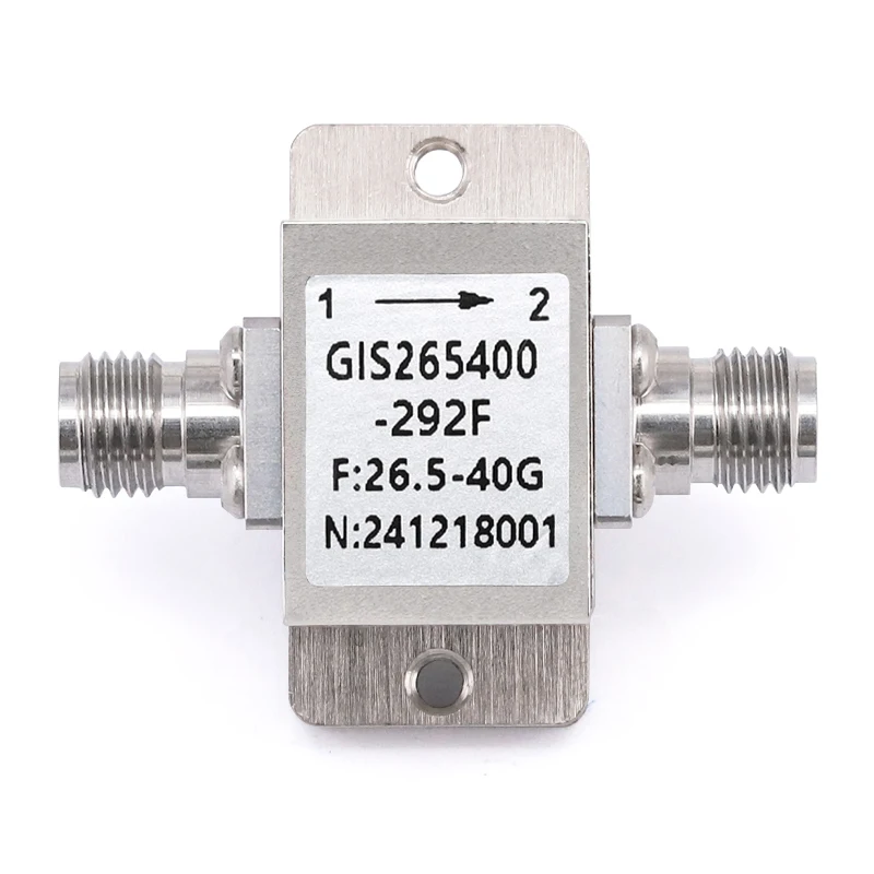 

Isolator with 13.8dB Isolation From 26.5GHz to 40GHz 5Watts and 2.92mm Female