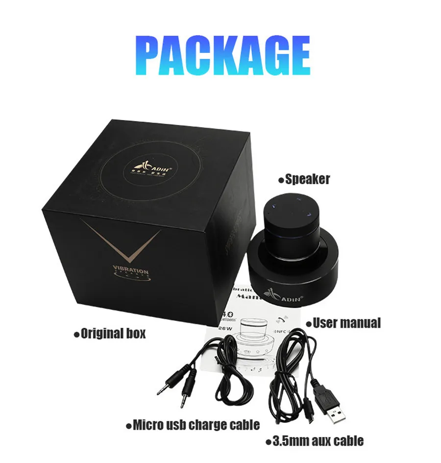 

Adin Vibro Speaker 26W Bluetooth Wireless Subwoofer Sound Box Music Audio Loudspeakers Vibrating Speaker For Neighbors Vibration