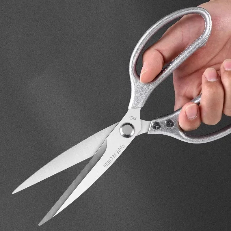 Extended Kitchen Scissors for Fish Killing, Stainless Steel Bone Scissors, Multi-functional Roasting Large Scissors WY9195