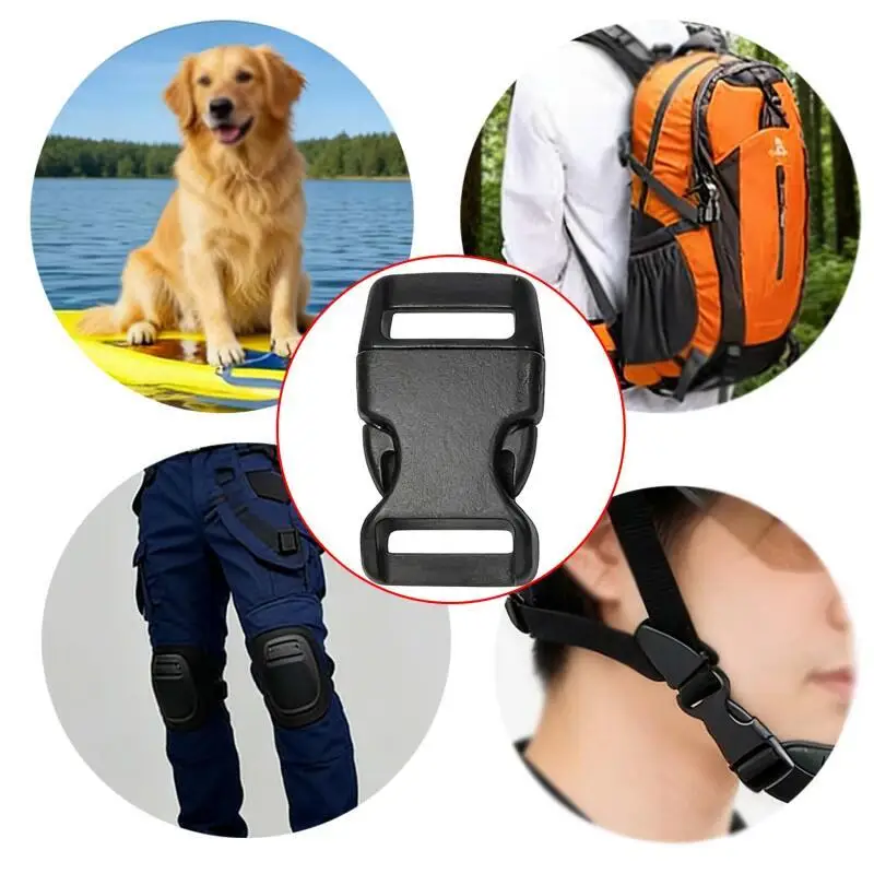 40~10 Stück 15mm/20mm schwarze Kunststoff-Steckschnallen, gebogene Fallschirm-Armband-DIY-Halsbänder mit Gurtband für Outdoor-Camping – Detail 4