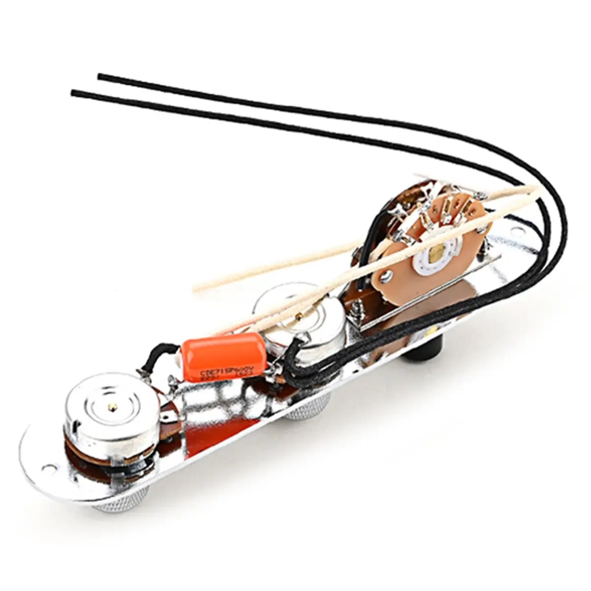 PHONE&GEAR For Guitar Parts Wired Control Plate Chrome 3 Way Wired Loaded Prewired Control Plate Harness Switch