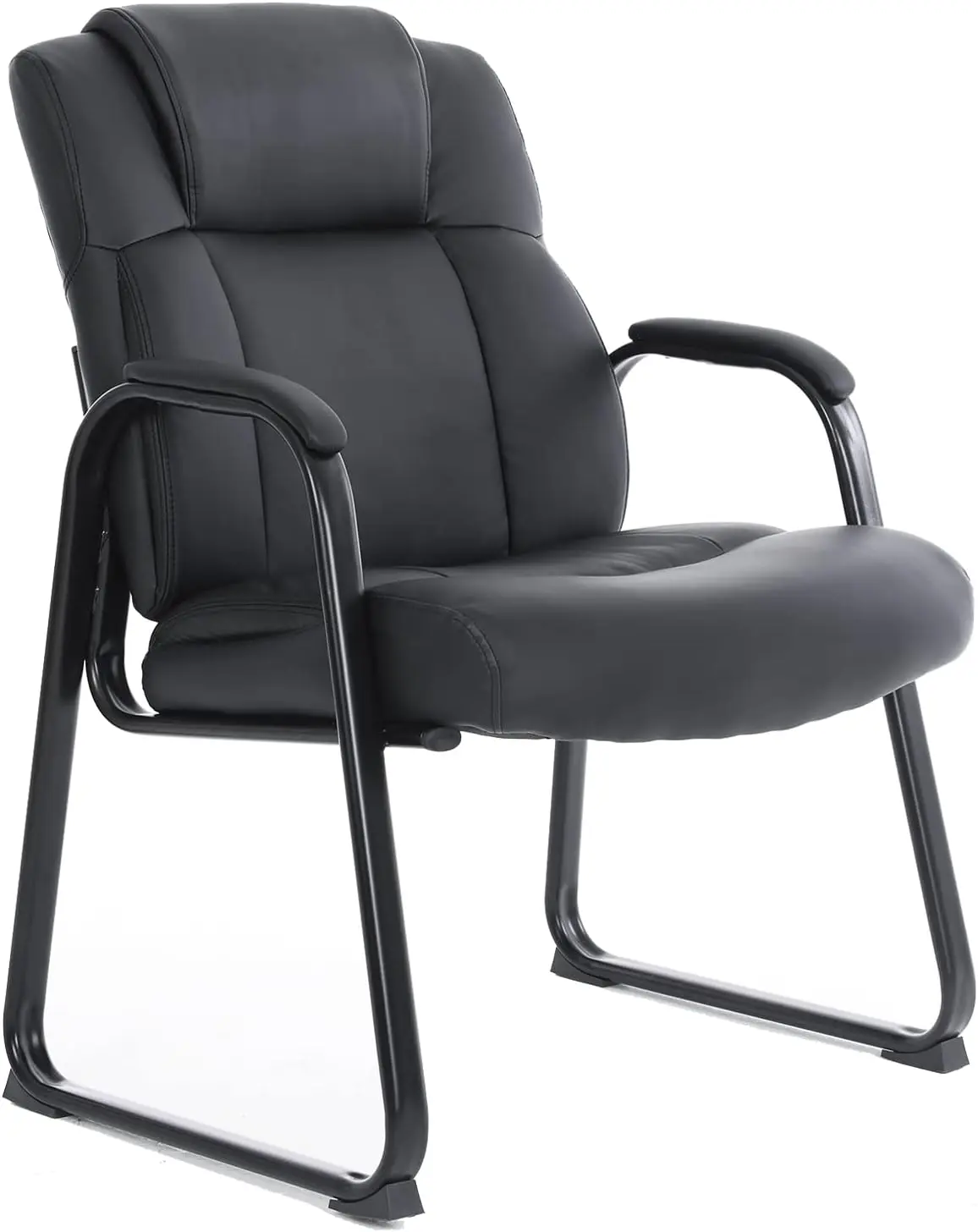 

Big & Tall 400 lb. Guest Chair, Leather Reception Chairs with Sled Base and Padded Arm Rest for Waiting Room Office Home