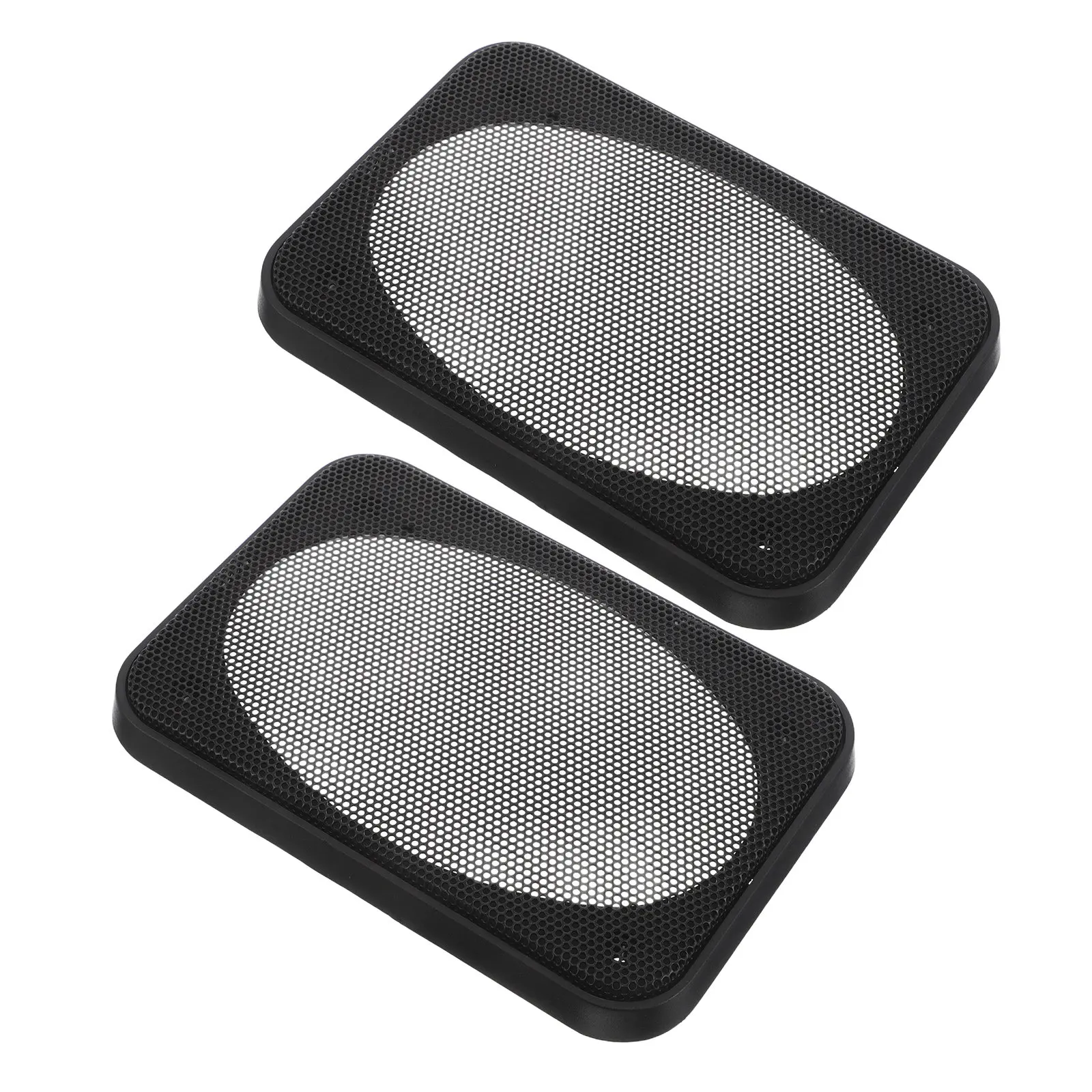

2 шт. универсальные прямоугольные защитные решетки для сабвуфера автомобиля 6,37x4,44 дюйма, заглушки для динамиков, пылезащитные колпачки, сетчатые защитные накладки для динамиков