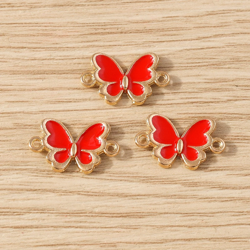 10 Stück niedliche Mini-Emaille-Fliegen-Schmetterlings-Anhänger, Verbindungsstücke für die Schmuckherstellung, DIY, handgefertigte Armbänder, Halsketten, Bastelzubehör – Detail 16