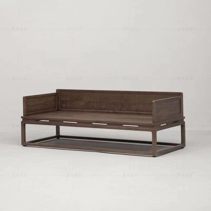 

Customizable Black Walnut Full Solid Wood Arhat Bed Log New Chinese Furniture Small Apartment Living Room Zen Sofa Bed