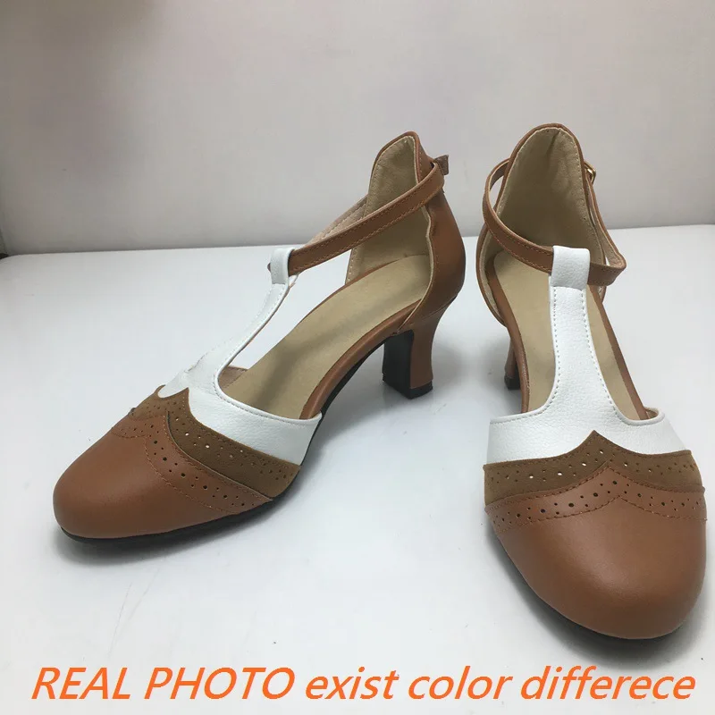 Girseaby Women Sandals Round Toe High Heels T-strap Mixed Color Big Size 46 47 48 Leisure Daily Female Summer Shoes