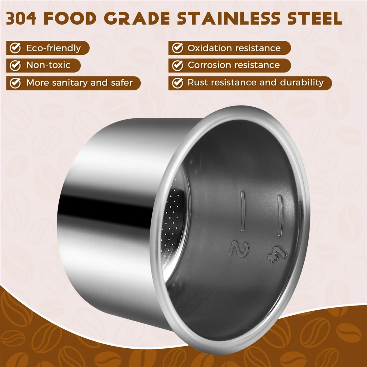 Pressure Cup Filter Coffee Machine Espresso Accessories Detachable Powder Cup Stainless Steel Powder Bowl Basket C