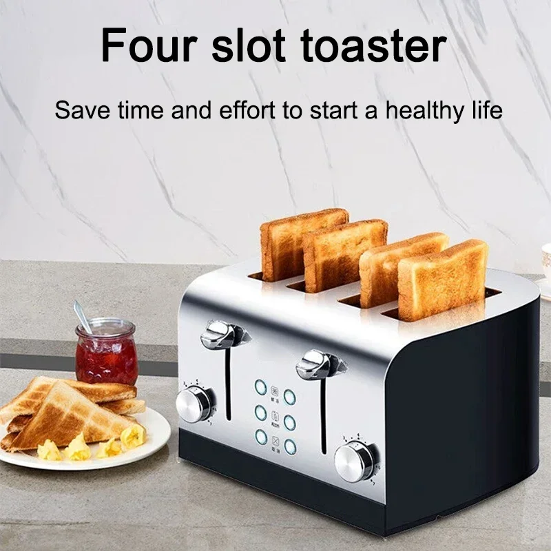 TO-40S 220V เครื่องปิ้งขนมปังบ้านเครื่องปิ้งขนมปังอัตโนมัติ Toast แซนวิชย่างสแตนเลสมัลติฟังก์ชั่น 4 ชิ้น