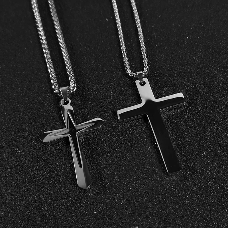 New Fashion Personality Hollow Cross Pendant Necklace For Men Women Minimalist Punk Party Jewelry Gifts