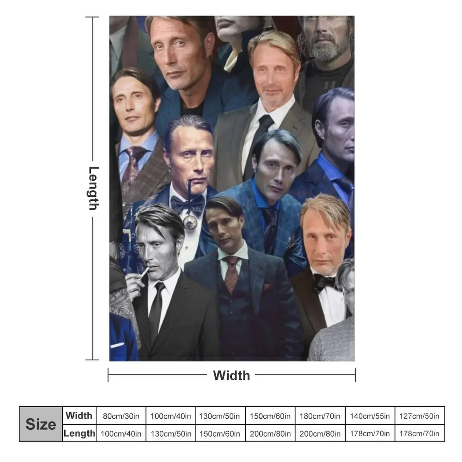mads mikkelsen photo collage Throw Blanket couch cozy soft plush fuzzy picnic outdoor blanket