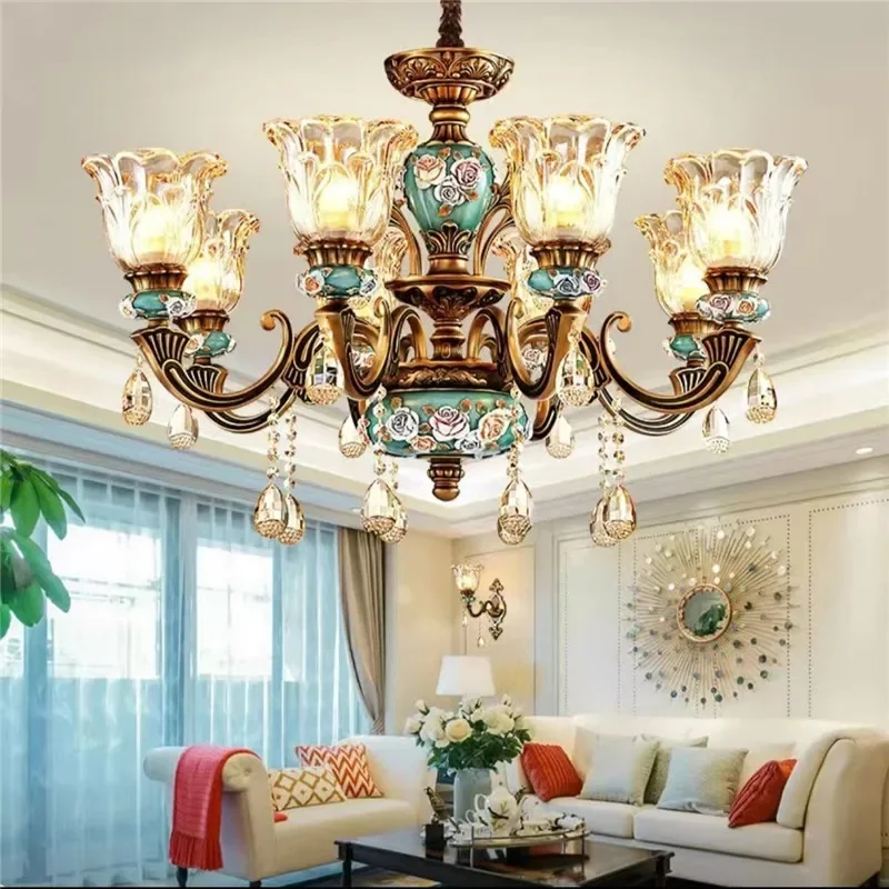 PLLY European Luxury Living Room Pendent Lamp American Retro Restaurant Bedroom Villa Hotel Clothing Store Cafe Chandelier